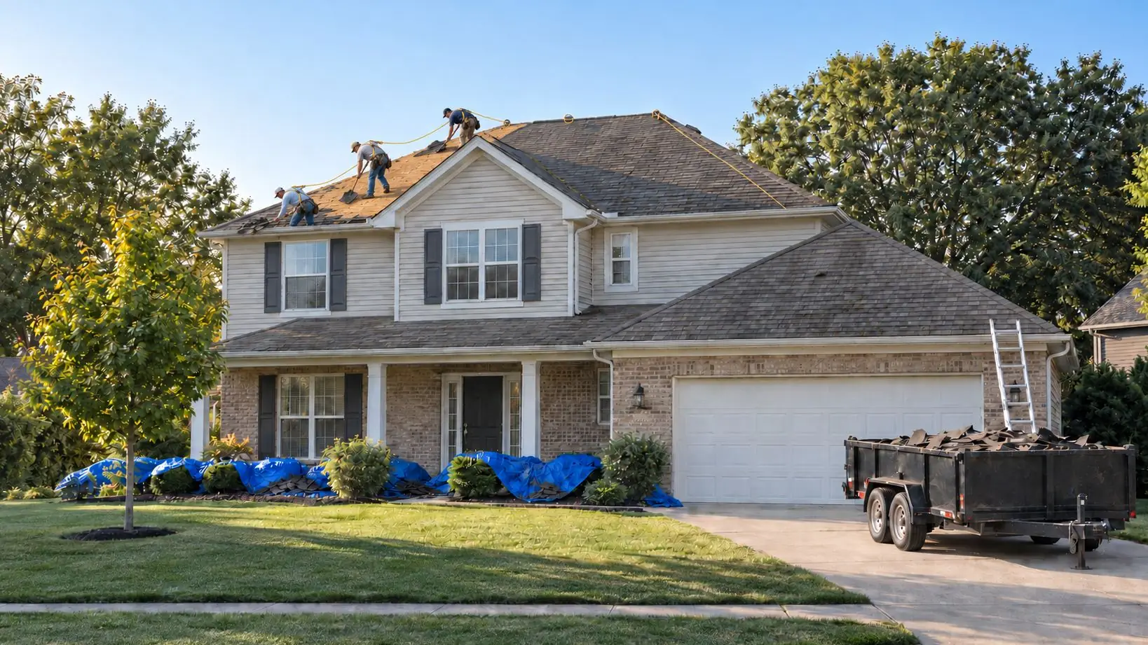 Tear-off starts at the top of the roof