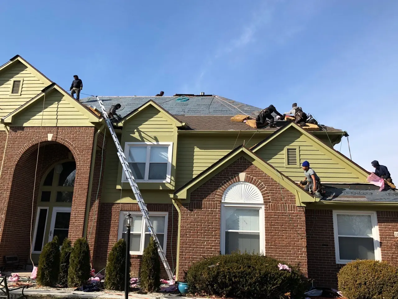 Re-roof on a brick home