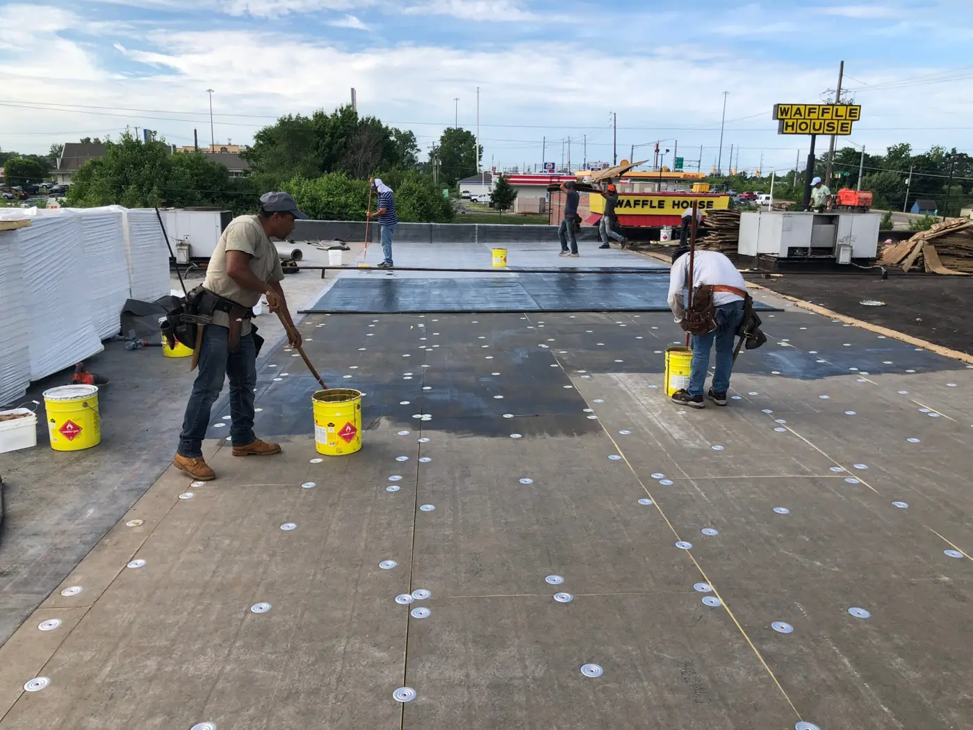 Flat roof crew at work