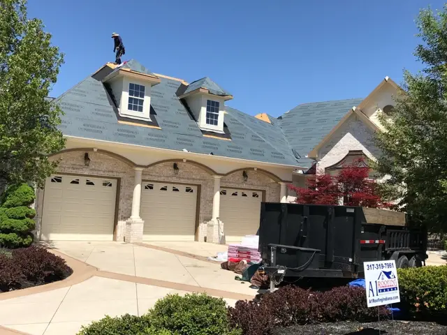 Re-roof on a home with a three-car garage